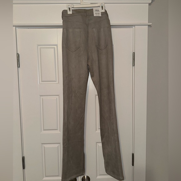 Zara Slim Flare Suede Slit Pants - Picture 2 of 3